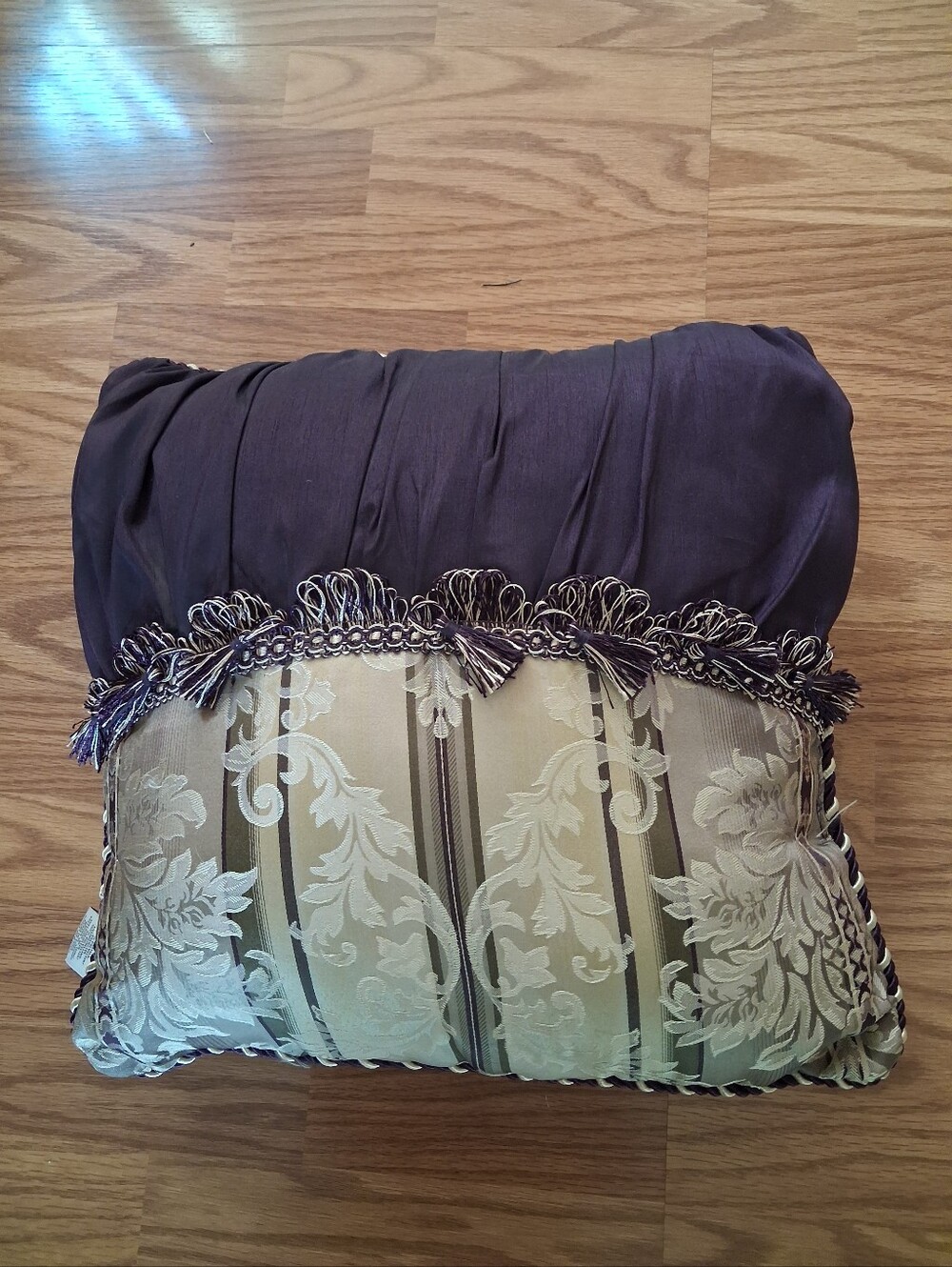 Decorative Purple and Taupe Throw Pillow with Tassel Trim JC Penney Chris Madden